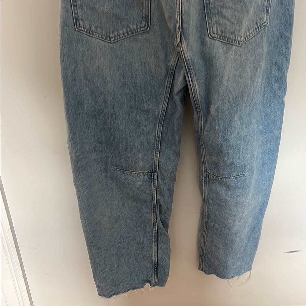 Madewell women’s Darted Button Front Barrel Leg Jean (frayed) - Picture 5 of 6